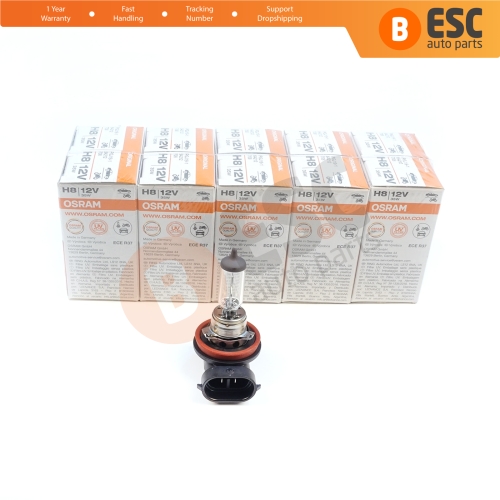 10 Pieces OSRAM ORIGINAL 64212 H8 12V 35W PGJ19-1 Halogen Bulb for Headlight Fog Lamp High Beam Spotlight