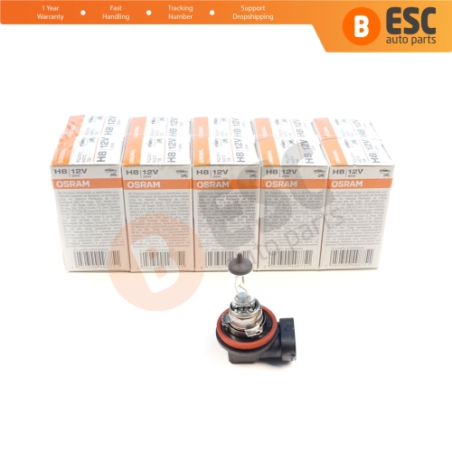 10 Pieces OSRAM ORIGINAL 64212 H8 12V 35W PGJ19-1 Halogen Bulb for Headlight Fog Lamp High Beam Spotlight