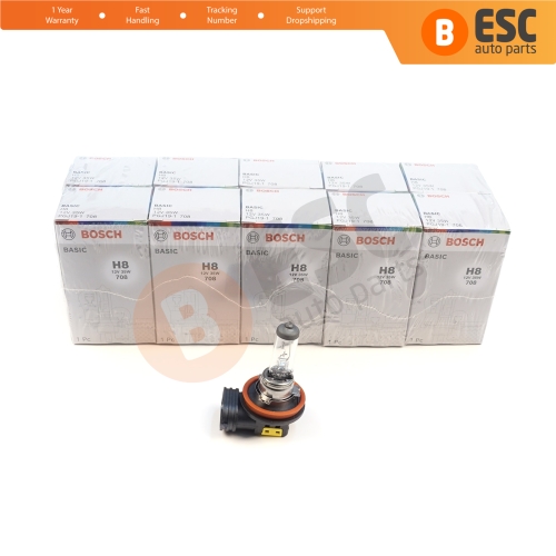 10 Pieces BOSCH BASIC 1 987 302 805 H8 12V 35W PGJ19-1 Halogen Bulb for Headlight Fog Lamp High Beam Spotlight Bulb