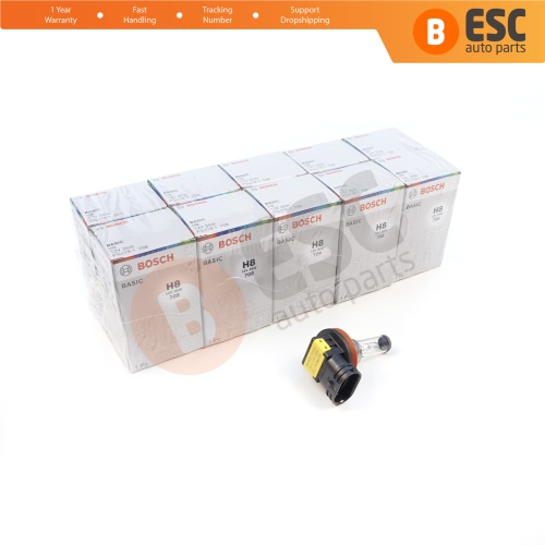 10 Pieces BOSCH BASIC 1 987 302 805 H8 12V 35W PGJ19-1 Halogen Bulb for Headlight Fog Lamp High Beam Spotlight Bulb