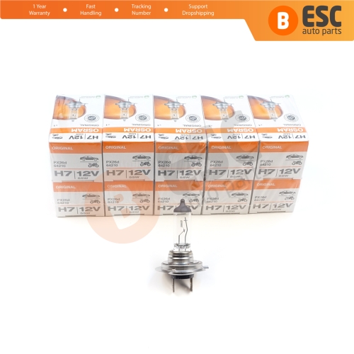 10 Pieces OSRAM ORIGINAL 64210 H7 12V 55W PX26d Halogen Bulb for Headlight Low-Beam High-Beam Fog Lamp