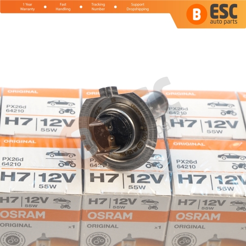 10 Pieces OSRAM ORIGINAL 64210 H7 12V 55W PX26d Halogen Bulb for Headlight Low-Beam High-Beam Fog Lamp