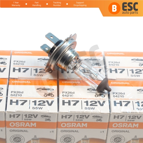 10 Pieces OSRAM ORIGINAL 64210 H7 12V 55W PX26d Halogen Bulb for Headlight Low-Beam High-Beam Fog Lamp