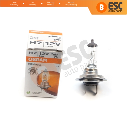 1 Piece OSRAM ORIGINAL 64210 H7 12V 55W PX26d Halogen Bulb for Headlight Low-Beam High-Beam Fog Lamp
