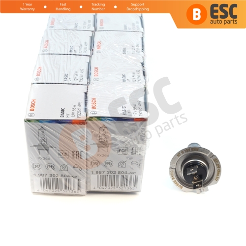 10 Pieces BOSCH BASIC 1 987 302 804 H7 12V 55W PX26d Halogen Bulb for Headlight Low-Beam High-Beam Fog Lamp