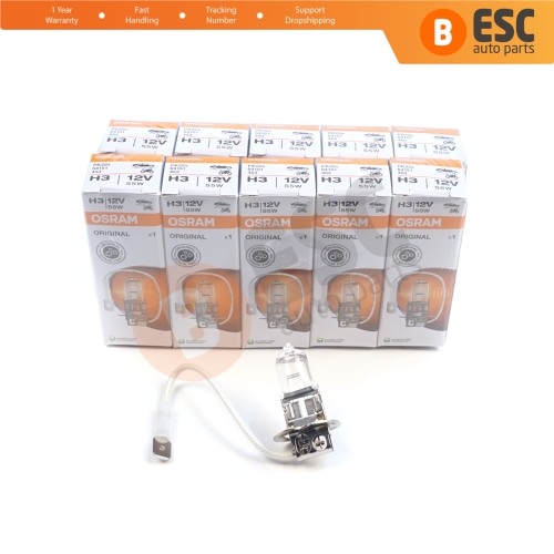 10 Pieces OSRAM ORIGINAL 64151 H3 12V 55W PK22s Halogen Bulb for Fog Trailer Off-Road Headlight Lamp