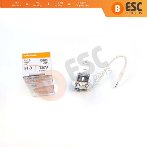 1 Piece OSRAM ORIGINAL 64151 H3 12V 55W PK22s Halogen Bulb for Fog Trailer Off-Road Headlight Lamp