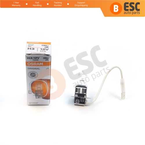 1 Piece OSRAM ORIGINAL 64151 H3 12V 55W PK22s Halogen Bulb for Fog Trailer Off-Road Headlight Lamp
