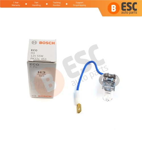 1 Piece BOSCH ECO 1 987 302 802 H3 12V 55W PK22s H3 Halogen Bulb for Fog Trailer Off-Road Headlight Lamp