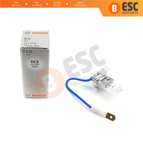1 Piece BOSCH ECO 1 987 302 802 H3 12V 55W PK22s H3 Halogen Bulb for Fog Trailer Off-Road Headlight Lamp