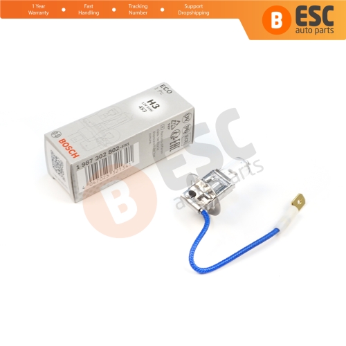 1 Piece BOSCH ECO 1 987 302 802 H3 12V 55W PK22s H3 Halogen Bulb for Fog Trailer Off-Road Headlight Lamp