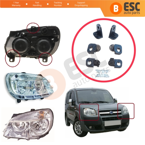 Headlight Holder Mount Repair Bracket Tab Set Left Right Side for Fiat Doblo Box MPV 119 223 2005-2010
