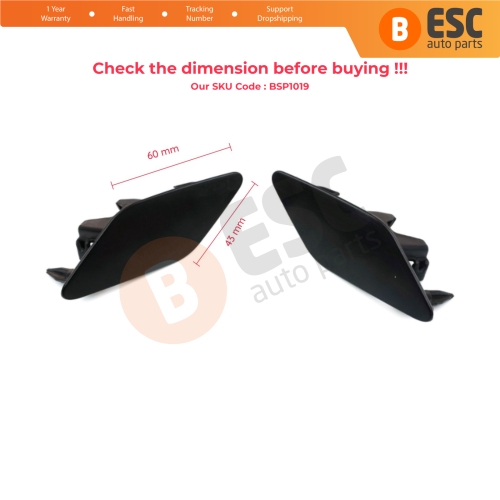 Headlight Washer Cover Cap Set 3G0807937 38 for VW Passat B8 3G 2015-2019