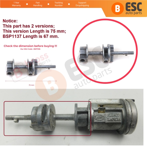Steering Wheel Ignition Lock Barrel Locking Cylinder Shaft Rod 75 mm For Fiat Doblo Palio Albea Marea Panda Siena