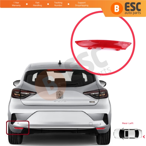 Rear Left Side Bumper Reflex Reflector for Renault Clio MK5 BF B7 2019-On 265651206R