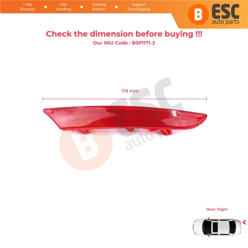 Rear Right Side Bumper Reflex Reflector for Renault Clio MK5 BF B7 2019-On 265602442R