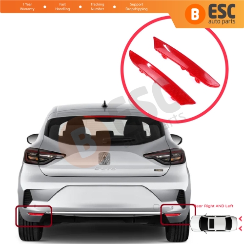 Rear Right Left Side Bumper Reflex Reflector for Renault Clio MK5 BF B7 2019-On 265602442R 265651206R