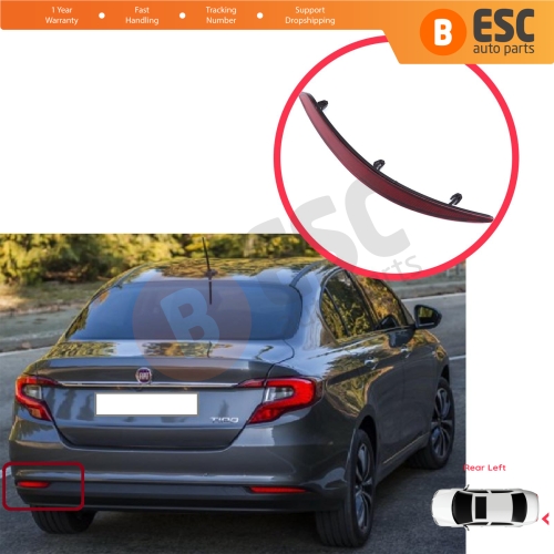 Rear Left Side Bumper Reflex Reflector for Fiat Tipo MK2 356 357 Egea 2015-On 4-Door Sedan 51998151