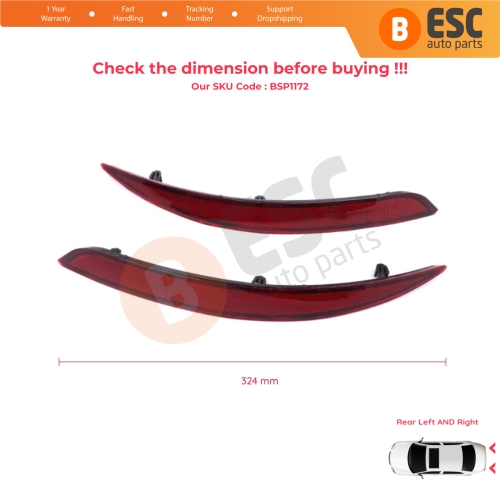 Rear Right Left Side Bumper Reflex Reflector for Fiat Tipo MK2 356 357 Egea 2015-On 4-Door Sedan 51998151 51998149