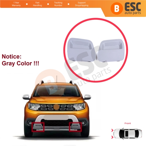 Front Bumper Tow Bar Hook Eye Cover Set Gray for Renault Dacia Duster MK2 HM 2017-2023 511802392R