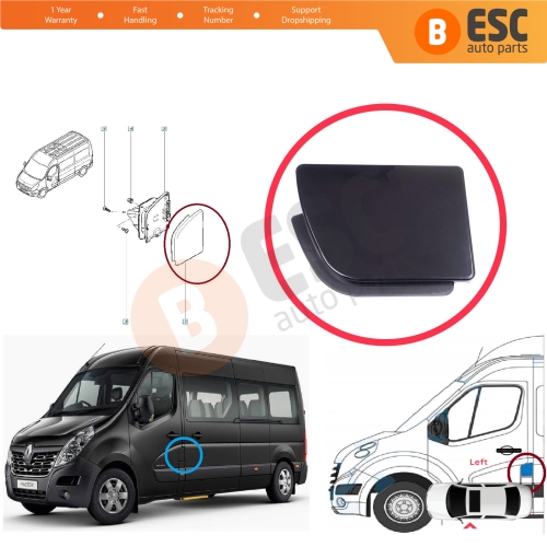 Left Fuel Tank Filler Flap Cap Cover Black for Renault Master MK3 Opel Movano B NV400 X62 788300019R