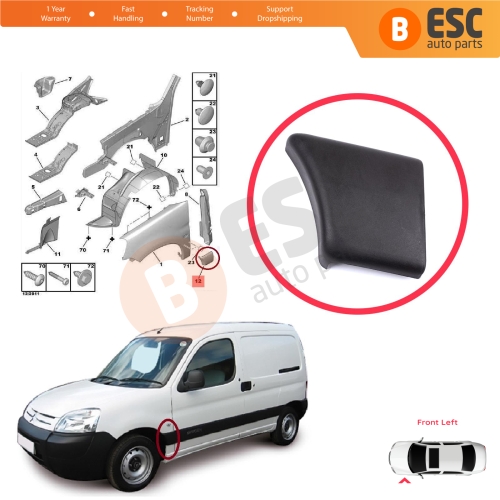 Front Left Fender Trim Molding for Citroen Berlingo MK1 M49 M59 1996-2008 8544.J7