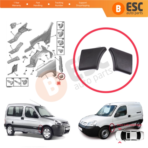Front Left Right Fender Trim Molding for Citroen Berlingo MK1 M49 M59 1996-2008 8544J7 8544J8