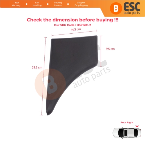 Rear Right Fender Trim Molding for Citroen Berlingo MK1 M49 M59 1996-2008 8547.K4