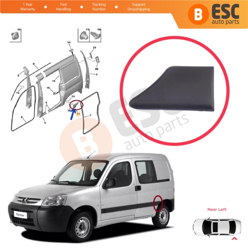 Rear Left Fender Trim Molding for Peugeot Partner MK1 M49 M59 1996-2008 8547.L8