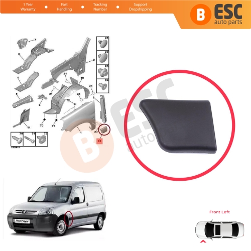 Front Left Fender Trim Molding for Peugeot Partner M59 2002-2008 Facelift 8544.J5