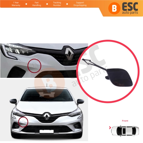 Front Bumper Tow Eye Hook Cover Cap Primed for Renault Clio MK5 V B7 BJA 2019-2023 Pre-Facelift 511806272R