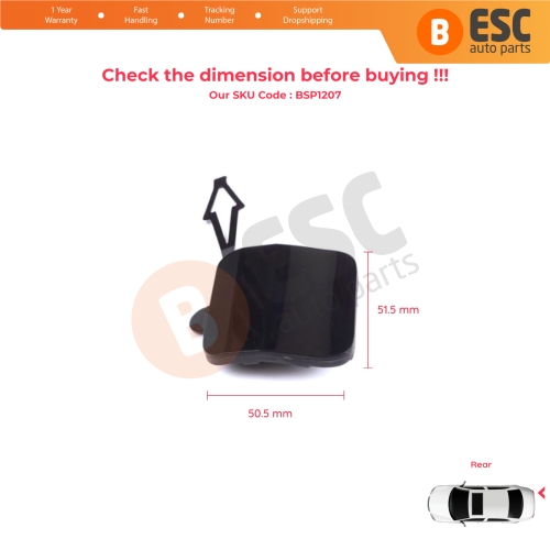 Rear Bumper Tow Eye Hook Cover Cap Primed for Renault Clio MK5 V B7 BJA 2019-2023 Pre-Facelift 511654352R