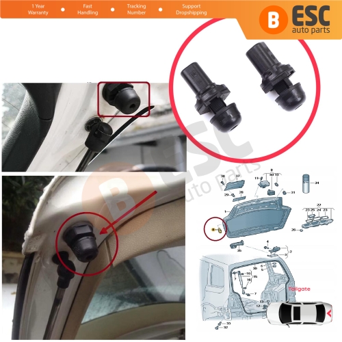 2 Pieces Rear Trunk Tailgate Stop Buffer for VW Seat Skoda 6X0827499 5KD827499 3C5827499B