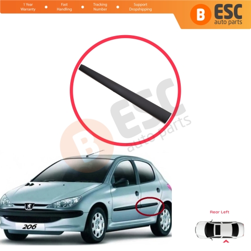 Rear Left Side Door Moulding Strip Panel For Peugeot 206 206+ 1998-2013  4/5 Door 8546E6