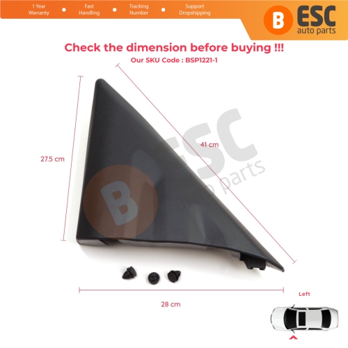 Left Side View Mirror Door Triangle Fender Trim Cover for Ford Transit MK8 T18 V363 2013-2024 2016819