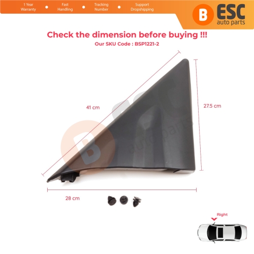 Right Side View Mirror Door Triangle Fender Trim Cover for Ford Transit MK8 T18 V363 2013-2024 2016818