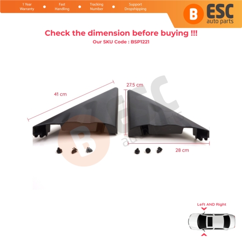 Side View Mirror Door Triangle Fender Trim Cover Set for Ford Transit MK8 T18 V363 2013-2024 2016818 2016819