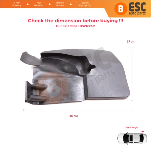 Rear Right Mud Flap Splash Guard for Mercedes Sprinter 906 NCV3 VW Crafter MK1 2006-2017 A9068820304