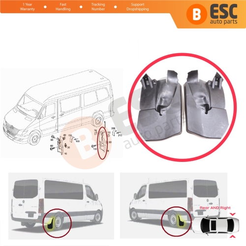 Rear Left Right Mud Flap Splash Guard for Mercedes Sprinter 906 NCV3 VW Crafter MK1 2006-2017 9068820204 9068820304