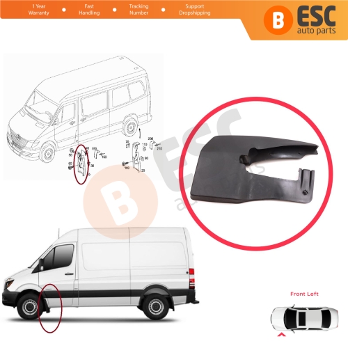 Front Left Mud Flap Splash Guard for Mercedes Sprinter 906 NCV3 VW Crafter MK1 2006-2017 A9068820004