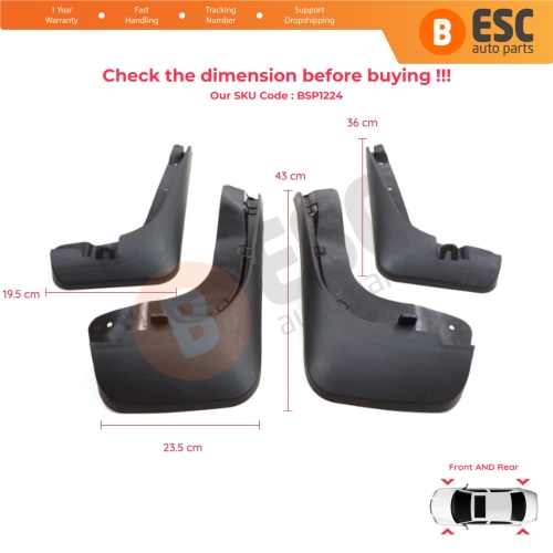 Front Rear Right Left Mud Flap Splash Guard for Mercedes V Class Vito W447 2014-On 4478900000 4478900100