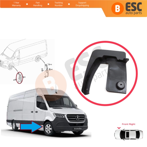 Front Right Mud Flap Splash Guard for Mercedes Sprinter 907 910 VW Crafter SY SZ 2017-On 9108890100
