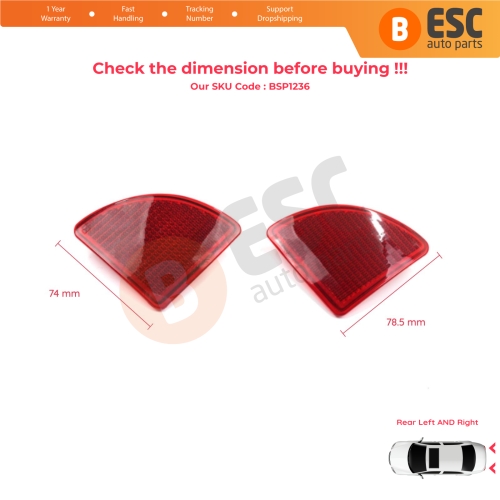Rear Left Right Side Bumper Reflex Reflector for Renault Kangoo MK1 Express Nissan Kubistar X76 Dacia Logan MK1 KS MCV Van 2004-2008 77003087207700308719