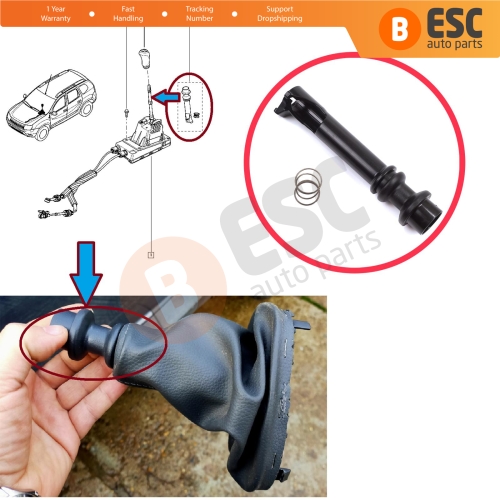 Manual Gear Shift Selector Reverse Gear Engagement Rod with Spring for Renault Dacia Duster MK1 HS 2010-2021 341404375R