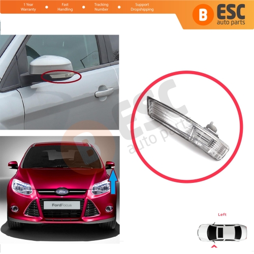 Left Side Door Wing Mirror White Clear Indicator Lamp Lens for Ford Focus 2007-2020 Mondeo MK4 2007-2015 8M5113B383AA