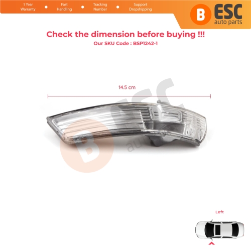 Left Side Door Wing Mirror White Clear Indicator Lamp Lens for Ford Focus 2007-2020 Mondeo MK4 2007-2015 8M5113B383AA