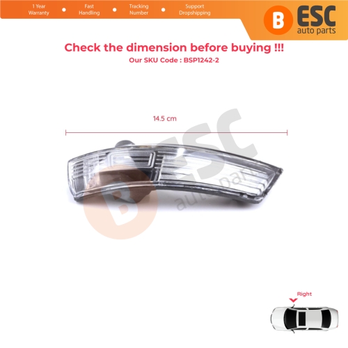 Right Side Door Wing Mirror White Clear Indicator Lamp Lens for Ford Focus 2007-2020 Mondeo MK4 2007-2015 8M5113B384AA