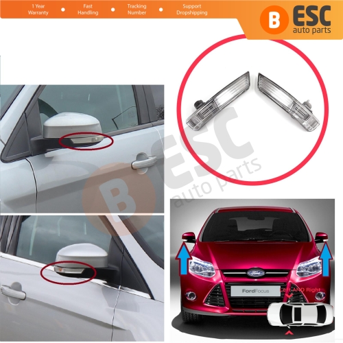 Side Door Wing Mirror White Clear Indicator Lamp Lens Left Right for Ford Focus 2007-2020 Mondeo MK4 2007-2015 1872845 1872847 