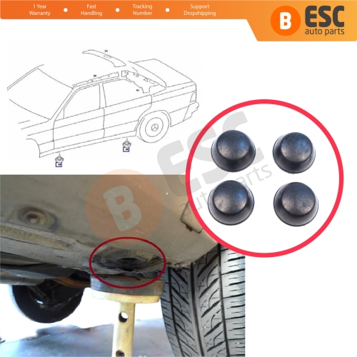 4 Pieces Jack Mount Lift Point Support Rubber Plug Pad Cap for Mercedes 190 190E 190D W201 1982-1993