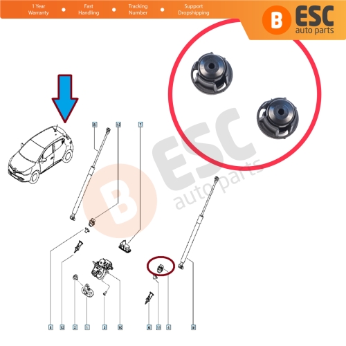 2 Pieces Rear Trunk Tailgate Stop Buffer for Renault Megane MK4 Laguna MK3 Vel Satis 8200080015